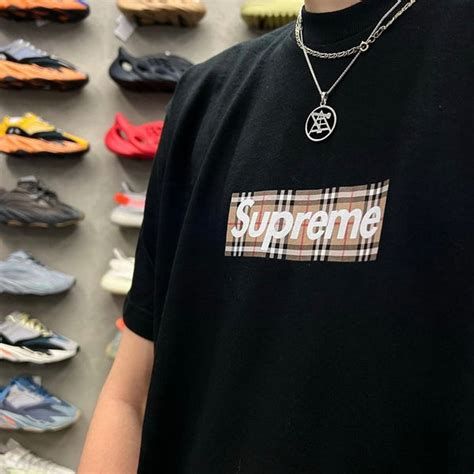 supreme x burberry box logo tee|supreme Burberry box t shirt.